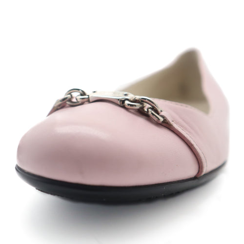 ÉPROUVÉE Gucci Baby Pink Leather Logo Horsebit Ballet Flats 