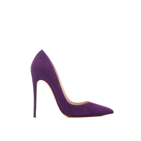 ÉPROUVÉE Christian Louboutin So Kate 120 Purple Suede Stiletto Pumps